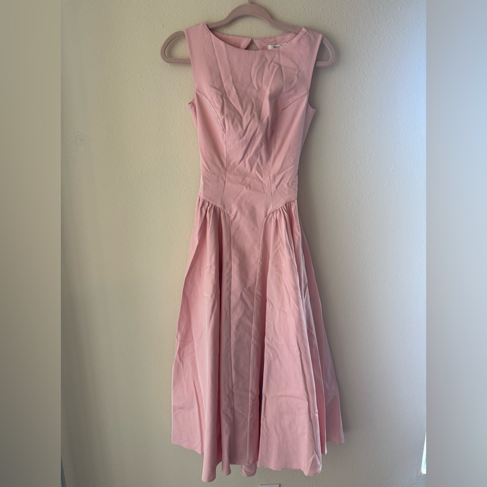 House of CB Blush Pink Midi Fit-and-Flare Dress